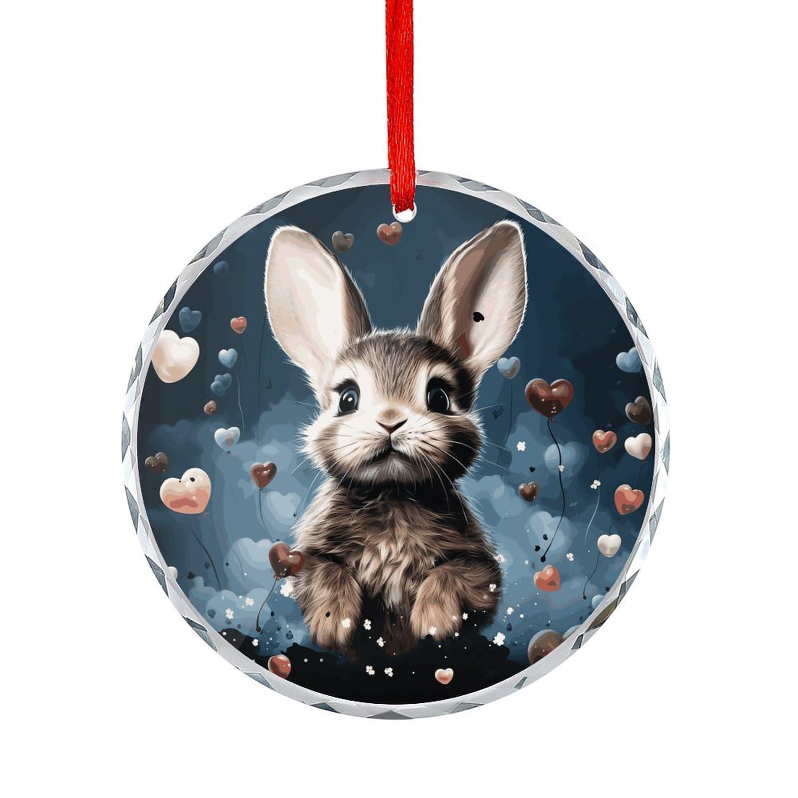 Btcowzrv Style Heart Shape And Bunny Round Ornament Hanging Pendant Decor