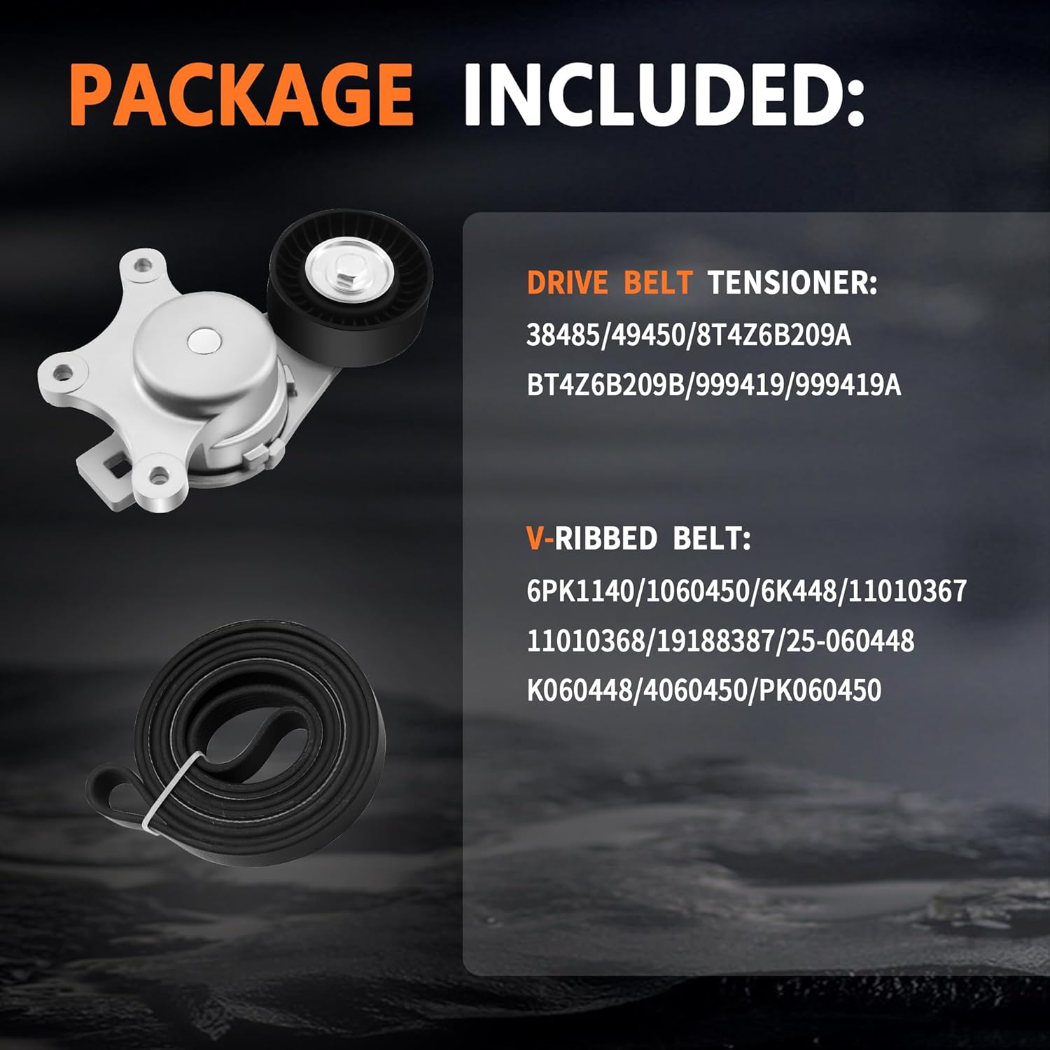 Belt Tensioner Component Kit Fit for 2007-19 Ford Edge Explorer Fusion Taurus, for Lincoln MKS MKT MKX MKZ, for Mazda CX-9, for Mercury Sable, V6 Engine, Replace#38485 6PK1140