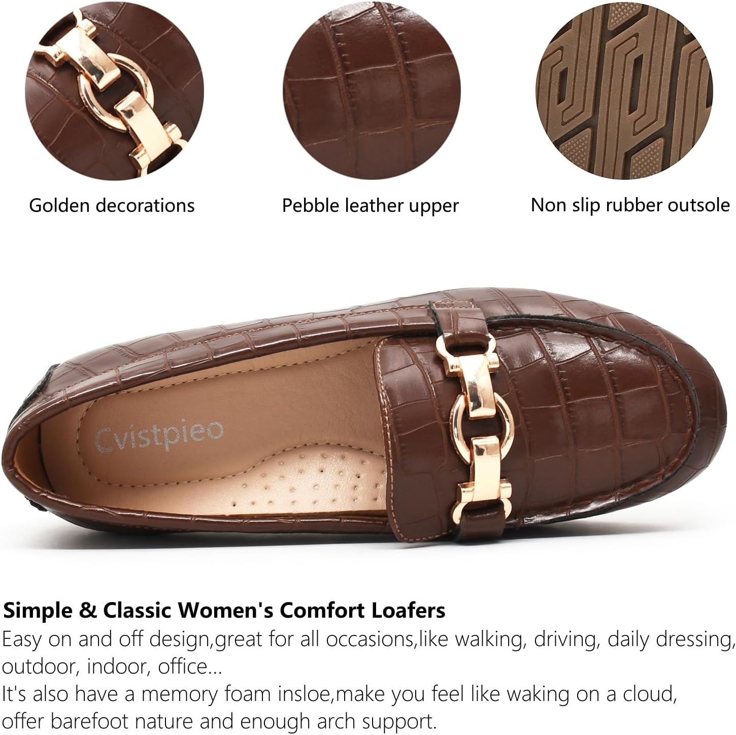 Loafers for Women Business Casual Shoes Comfortable & Lightweight Penny Loafers Slip On Work Flats - Image 3