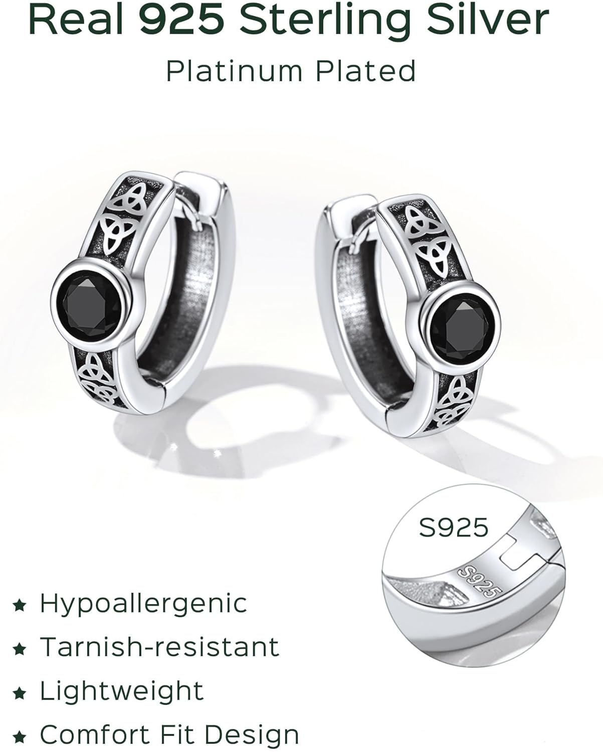 ChicSilver Hoop Earrings Men 925 Sterling Silver Mens Earrings Hypoallergenic Earrings for Men Gift for Dad - Image 4