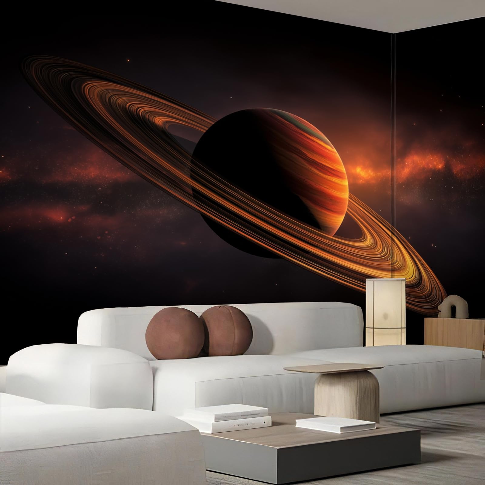 Mural de pared Saturno Astronomía Ciencia Ficción, Papel Pintado Fotográfico Seda, 350 x 256cm (ancho x alto) para Decoración del Hogar, Salón, Dormitorio, Habitación Infantil