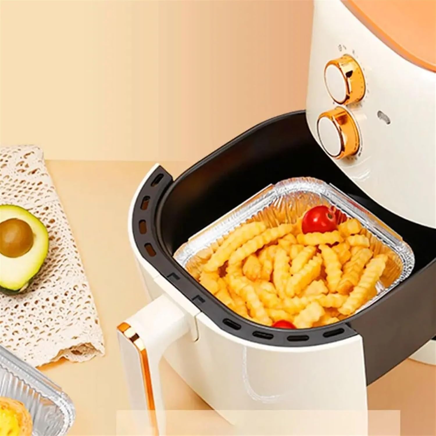 Silver Foil Food Container, 20Pcs Aluminum Tin Foil Baking Pans Bakeware Square Aluminum Trays Practical Sliver Foil Pans Turkey(6x6inch)