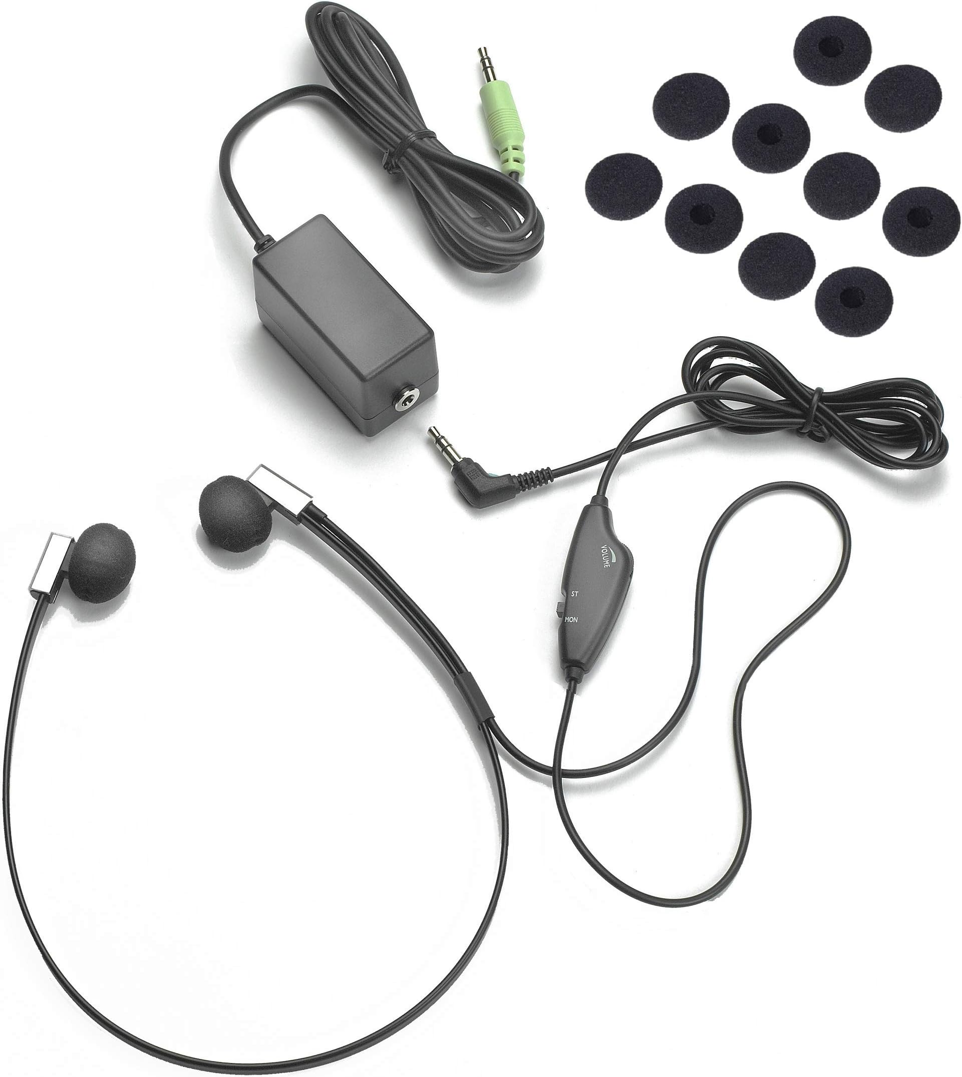 Flexfone FLX-10 Twin Speaker Transcription Headset with Volume Control with 5 Extra Pairs of Sponges
