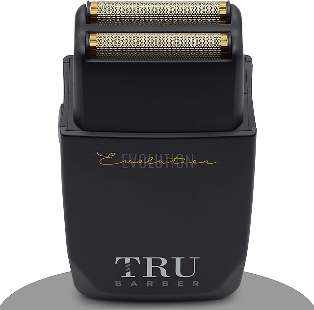TRU BARBER- Electric Foil Shaver Barbershop Evolution 9.000 RPM Barber Shaver , Gold Titanium Foil. Professional Barber Shaver Electric Foil Shaver Electric Razor foilers Barbering