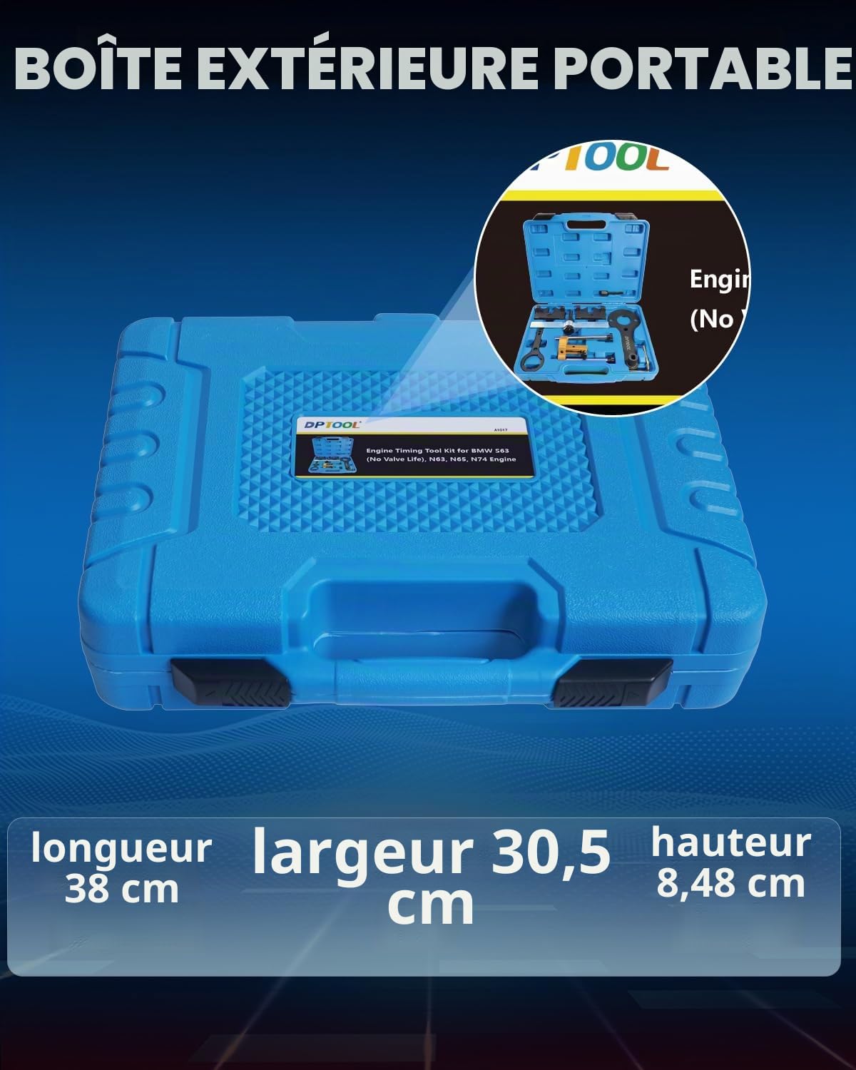DPTOOL Kit d'outils de Verrouillage de Calage du Moteur Compatible avec BMW V8 N63 S63 (sans levée de soupape) N65 N74 X5 X6 Drive 750I 760I Outil de Verrouillage du tendeur d'arbre à cames