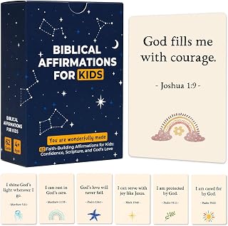 Prayer Cards for Kids, 62 Bible Verse and Biblical Affirmation Cards, Back to School, Lunchbox Notes for Kids, Christian Scripture Cards for Daily Devotion, Bible Study, Sunday School, VBS and Homeschool