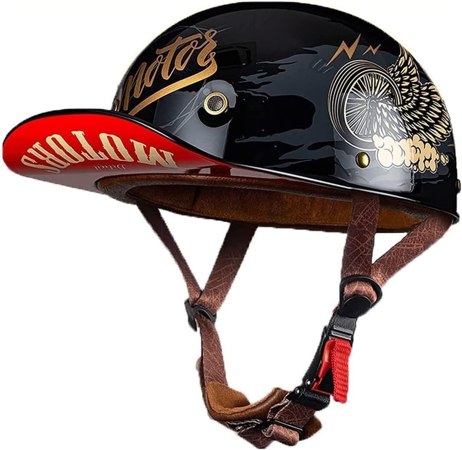 Retro Baseball Cap Style Motorcycle Helmet DOT Approved,Fashion Adults Street Open Face Motorbike Helmets, Men Women Half Helmets for Cruiser Street Scooter Moped Cap with Glasses