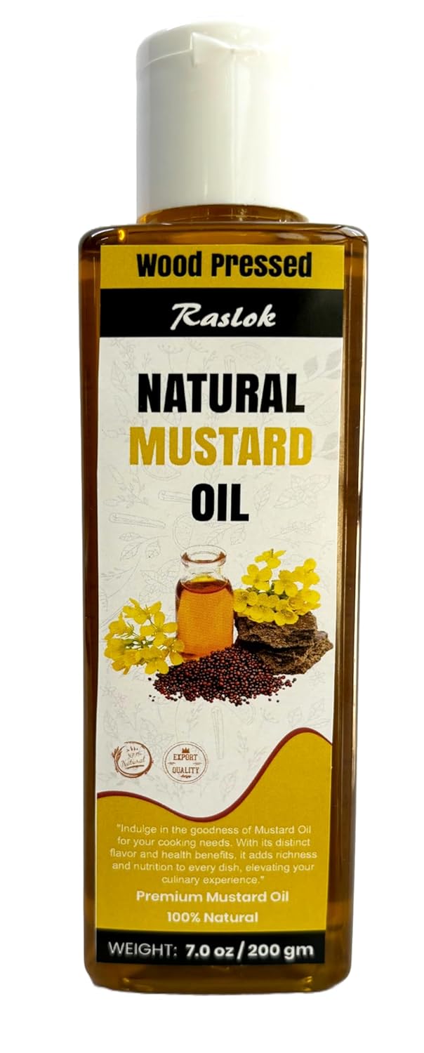 Raslok Pure Natural Mustard Oil | Wood Pressed (4, Ounces)