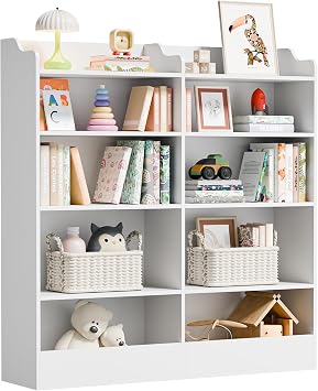 Cozy Castle Toy Storage Organizer, 5 Tier Kids Bookshelf, 10 Cube Toddler Bookcase Storage Cabinet for Playroom, Kids Room, Living Room, Nursery, Cubby, Kindergarten White