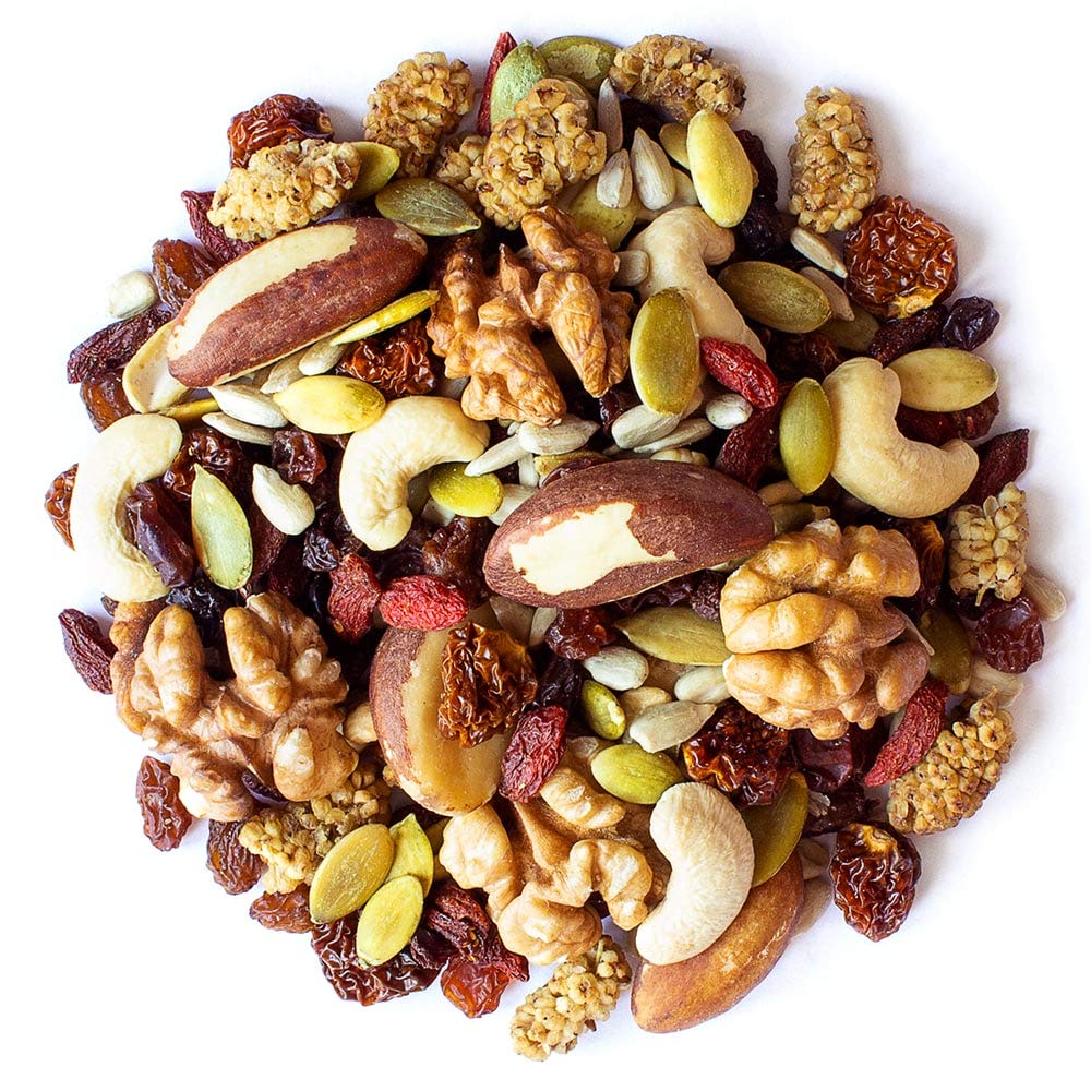 Organic Power Snack Mix, 2 Pounds — Raw and Non-GMO Trail Mix Contains Goji Berries, Golden Berries, Mulberries, Raisins, Brazil Nuts, Cashews, Walnuts, Pumpkin Seeds, Sunflower Seeds. Vegan Superfood