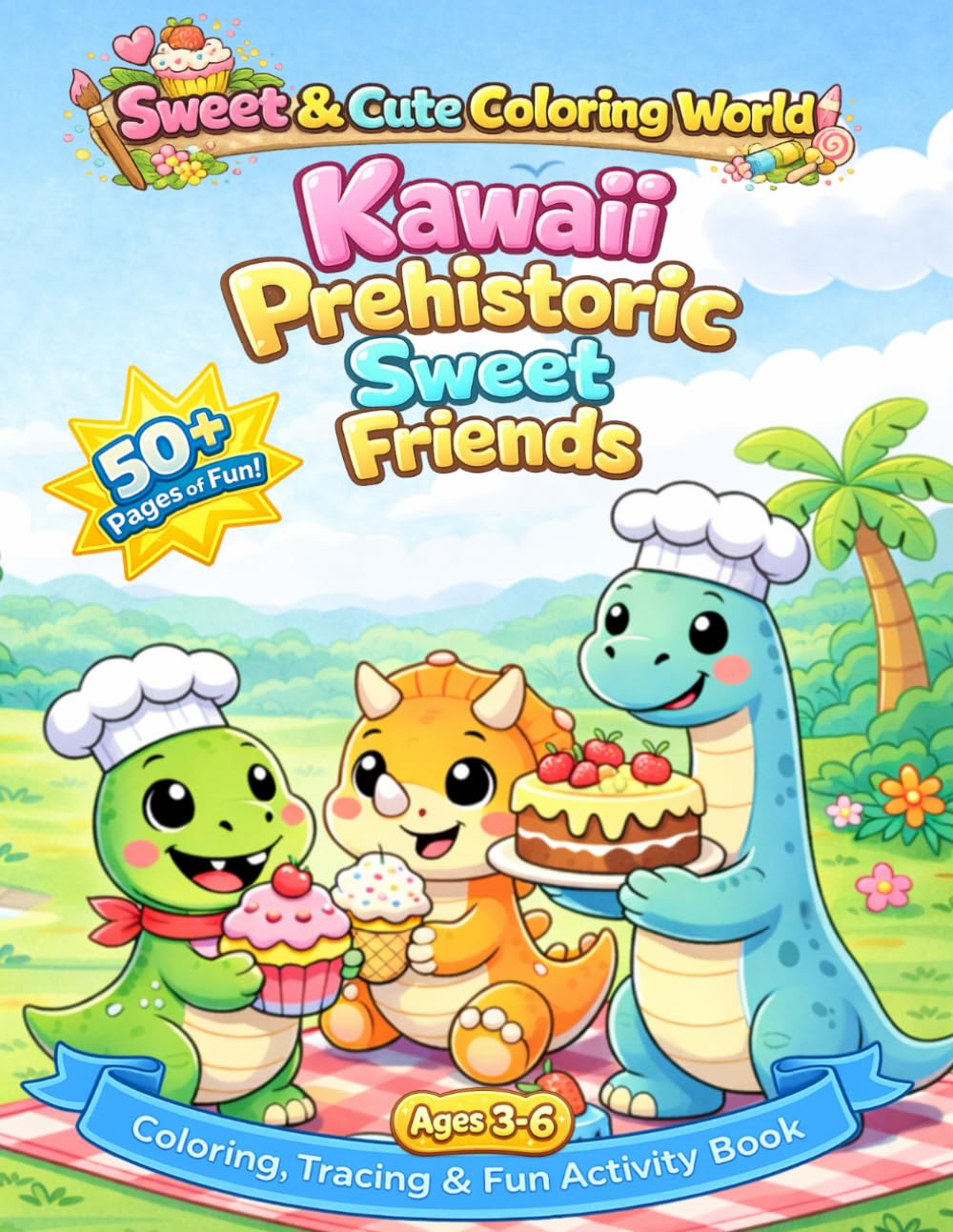 Kawaii Prehistoric Sweet Friends: Coloring, Tracing & Fun Activity Book (Sweet & Cute Coloring World)