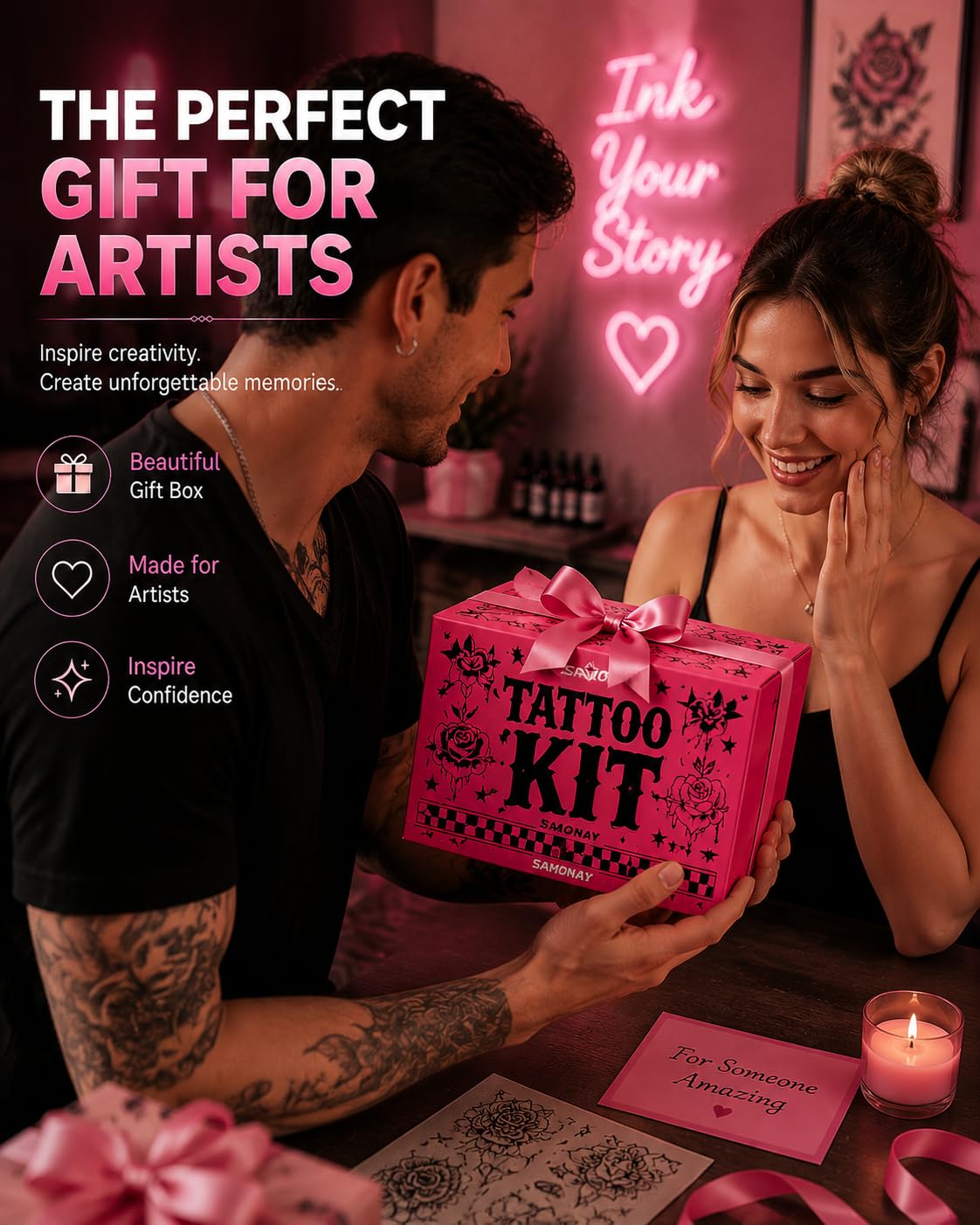 Cordless Tattoo Gun Kit,Tattoo Kit with Ink and Needles for Artists