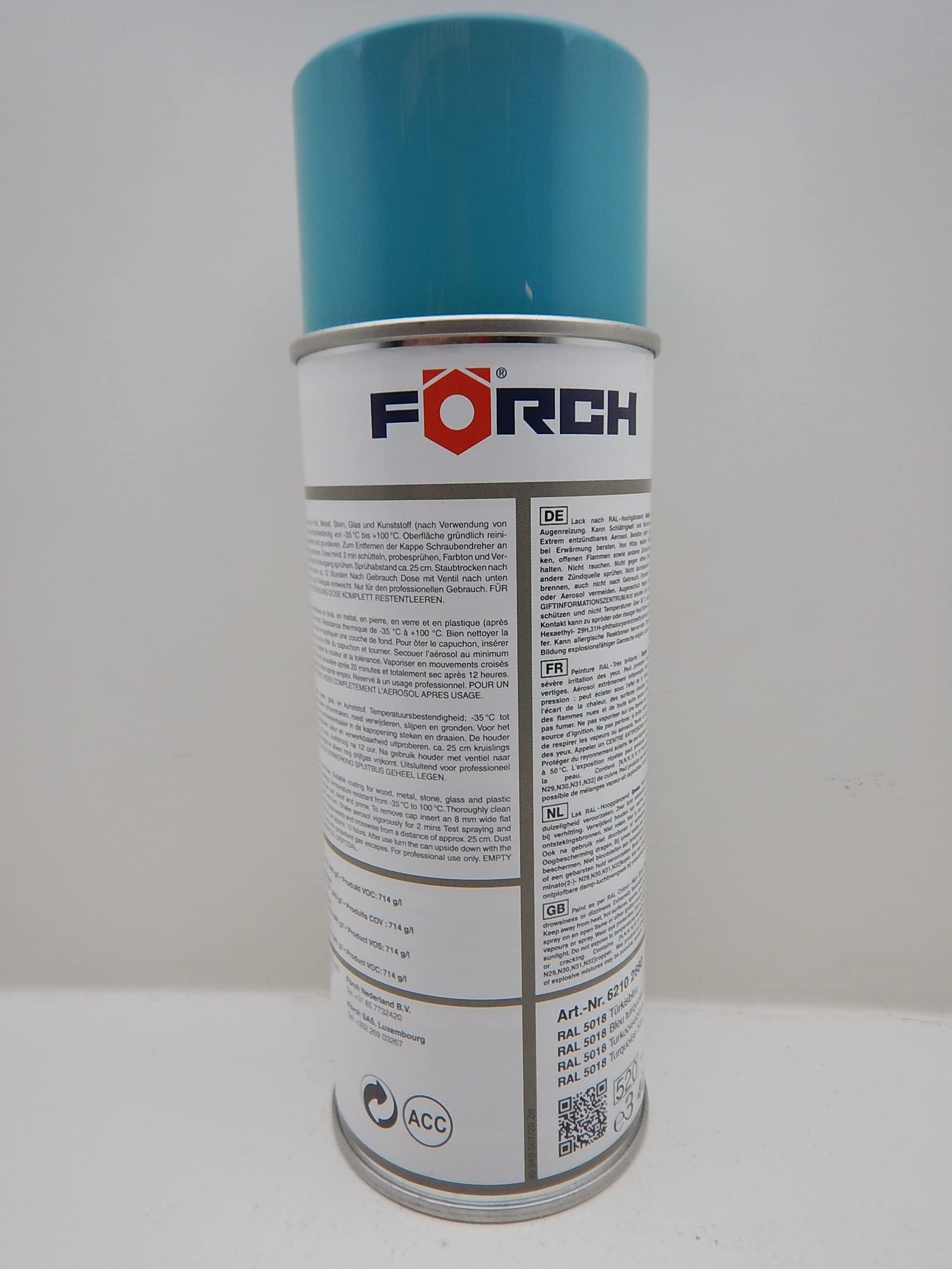 Förch TÜRKISBLAU BLAU RAL 5018 LACK LACKSPRAY SPRAY SPRAYDOSE 400ML (6)