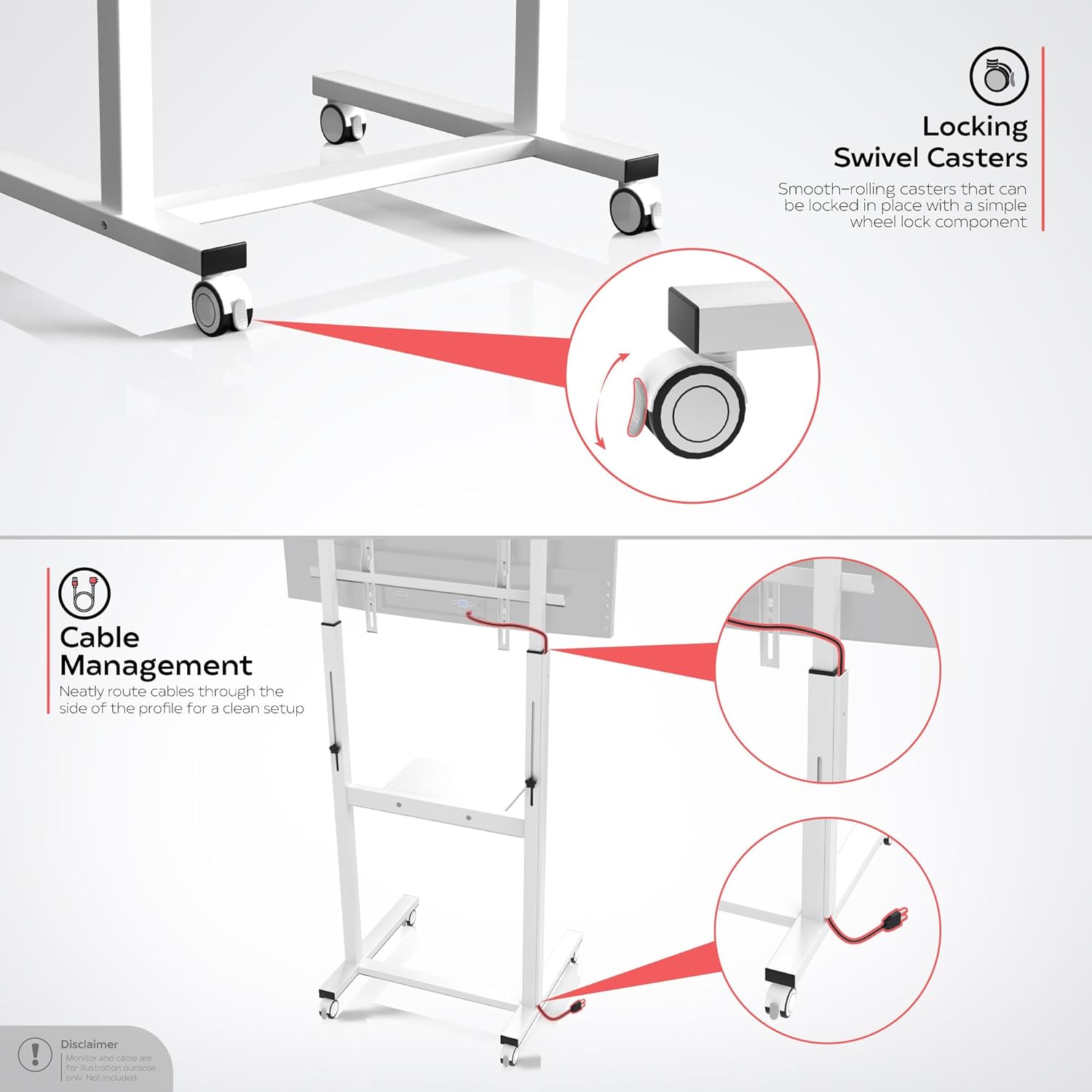 Condition photo showing New/Like New for rolling tv mount – cta rolling tv mount with cable management for monitors up to 65 inches