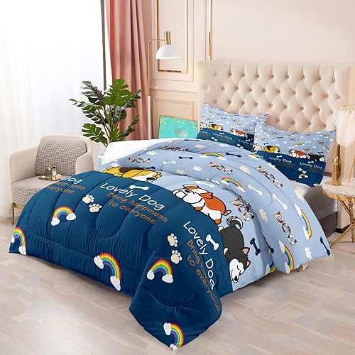Miniatura 2 de Juego de edredón de perro para niños y niños, juegos de ropa de cama tamaño matrimonial para cachorros para todas las estaciones, juego de ropa de
