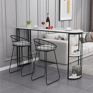 Stylish Semicircle Stone Bar Table with Black/Metal Frame - Perfect for Kitchen Office Study Meeting Room & Balcony - Modern Storage Solution for Your Sitting Room.