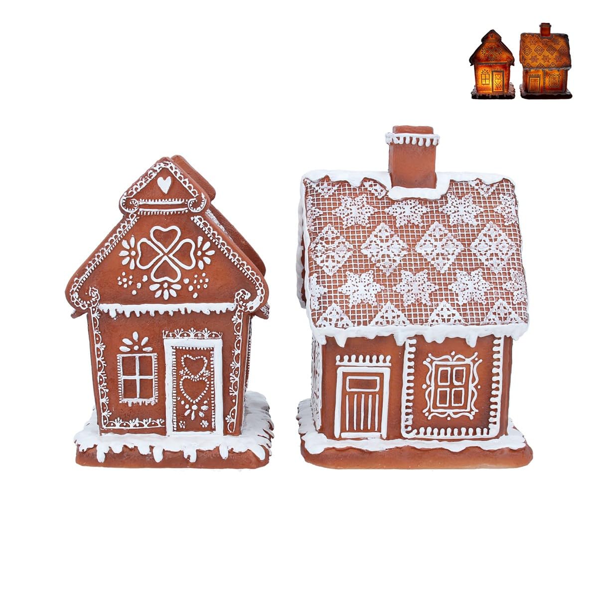 Gisela Graham Iced Led Gingerbread House Orn, Med