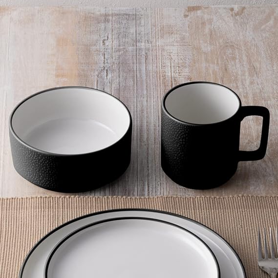 Noritake ColorTex Stone Black 4-Piece Place Setting, Service for 1