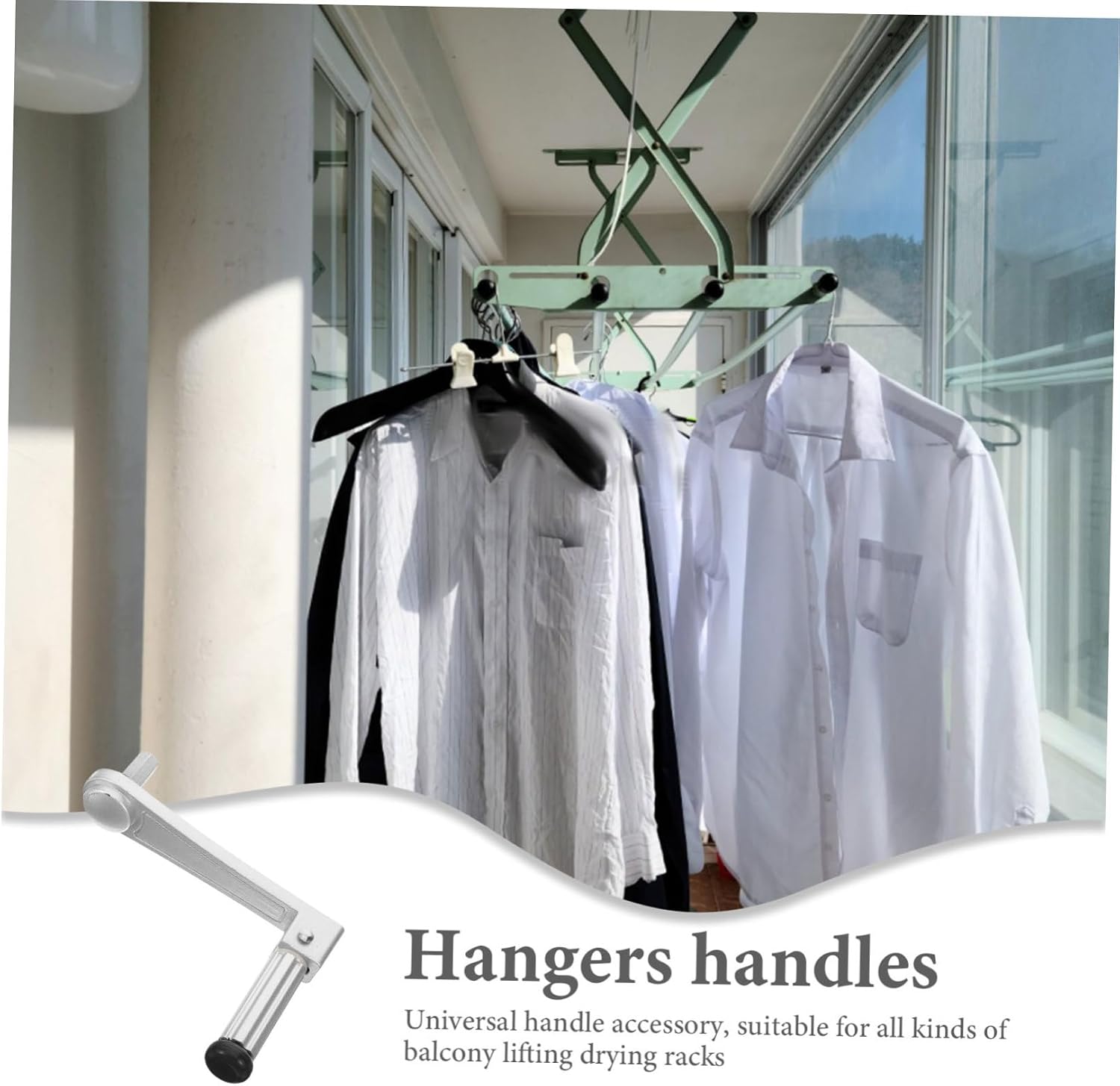 Unomor 2pcs Hanger Lift Accessory Hand Crank Handle for Clothes Rack Space-Saving Clothes Drying and Portable Design for Use Convenient Replacement and Installation image 3