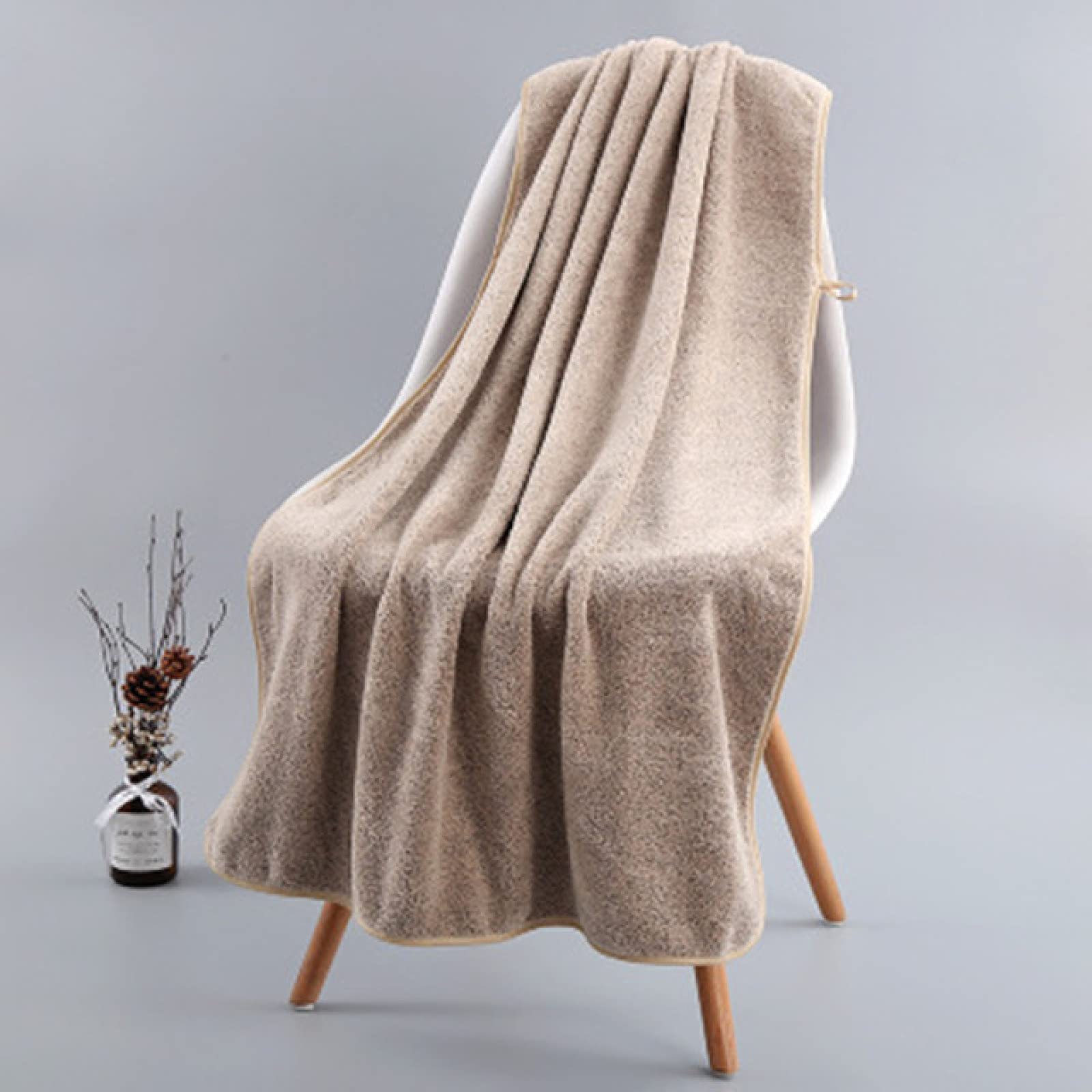 GTHTUHFD Egyptian Cotton Towel 70X140Cm Bamboo Charcoal Coral Fleece Bath Towel Adult Soft Absorbent Microfiber Bamboo Fiber Towel Set,Schokoladenbraun-70X140CM