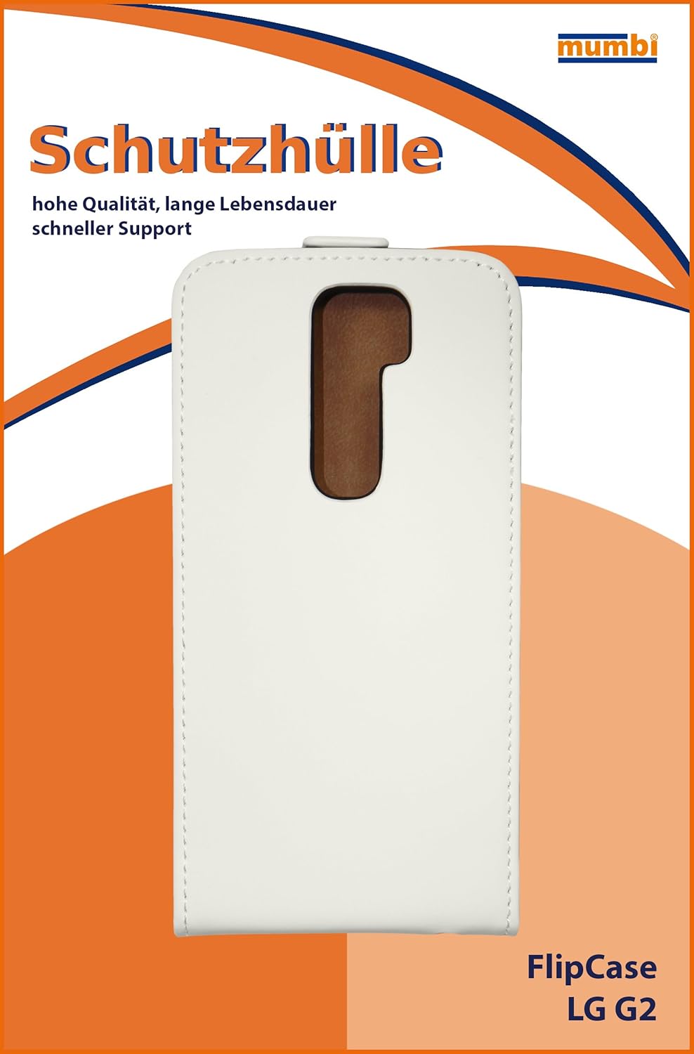 mumbi Genuine Leather Flip Case Compatible with LG G2 White