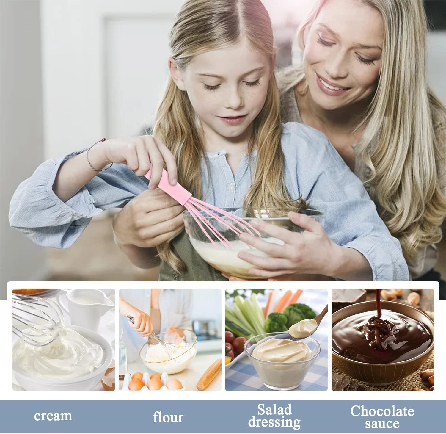 3Pcs Silicone Whisk, 6.7inch Non-Scratch Non-Stick, Milk & Egg Beater Blender, Hand Egg Mixer, Kitchen Tool For Cooking, Baking, Mixing, Stirring, Kitchen Utensils - Image 6