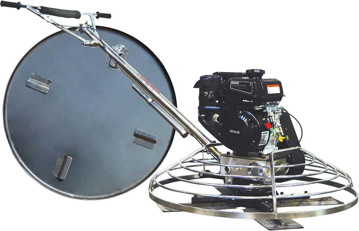 Tomahawk 36" Power Trowel Walk Behind Gas Power 6 HP Kohler Engine with Combo Blades Float Pan for Concrete Finishing Cement Floor Surface