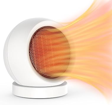 Desk Heater,600W Energy Efficient Desktop Heater for Indoor Use,Safe and Quiet for Bedroom Home Office UseWhite