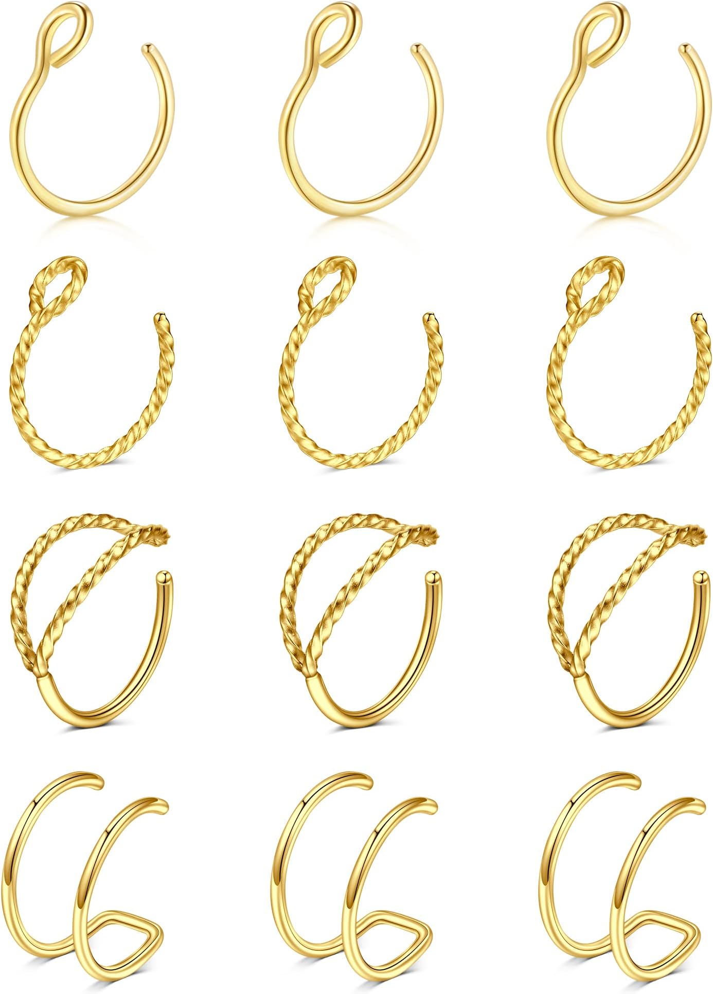 Fake Nose Ring Hoop Fake Septum Fake Nose Ring Fake Septum Nose Ring Fake Nose Piercing Fake Nose Ring Stud Double Fake Noe Rings for Women Men