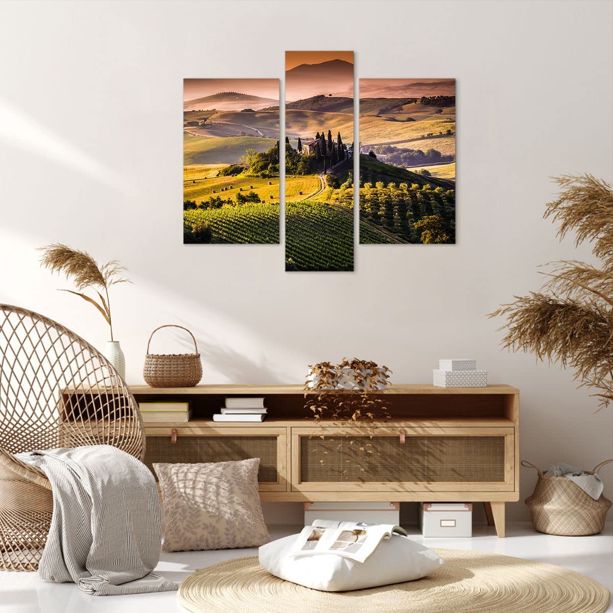 Moderne Impression sur Toile Agriculture ferme toscane vignoble Image Tableau Decoration Murale 50x70cm Deco Cadre Salon Chambre Cuisine Vertical Petit Tableaux Decoratifs Muraux Art Wall PA50x70-2465