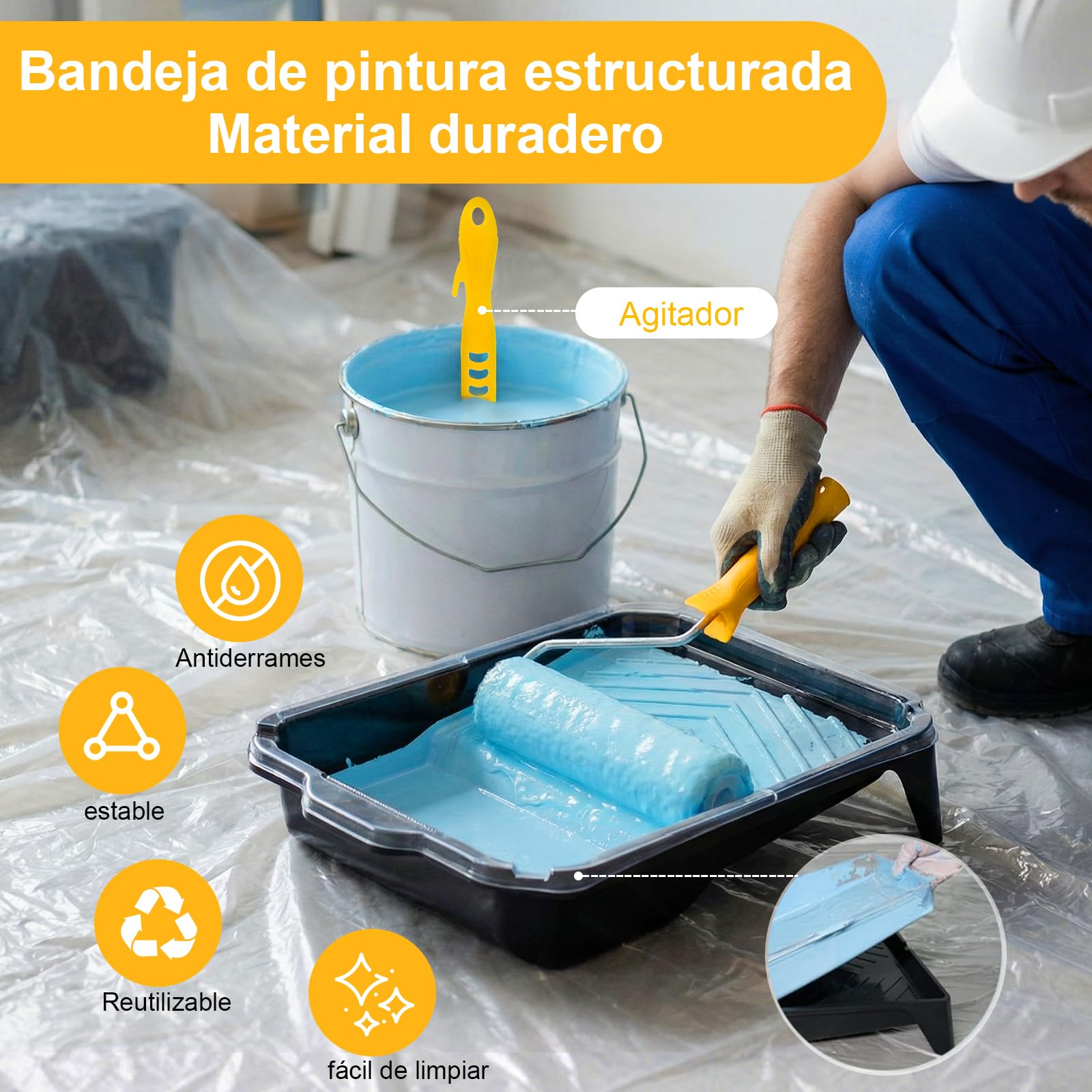 Kit de Pintura Profesional de 30 Piezas – Set de Rodillos para Pintura | con Palanca Telescópica 33-180cm, Bandeja para Pintura con Almohadilla y Accesorios Completos de Pintura