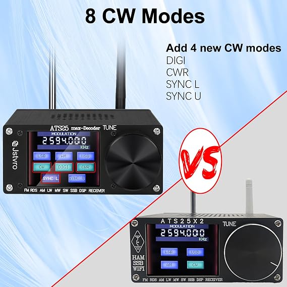 SI4732 ATS-25 max-Decoder Full-Band Radio Receiver, Built-in Morse Code and Digital Communication decoder Support CW RTTY FT4 FT8 LSB SW(4.17 Version )