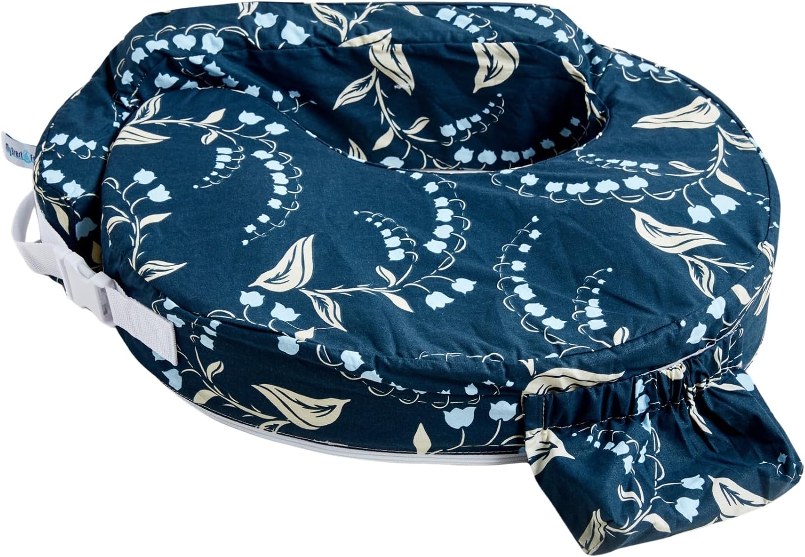 My Brest Friend Original Nursing Pillow for Breastfeeding, Nursing and Posture Support with Pocket and Removable Slipcover, Navy Bluebells