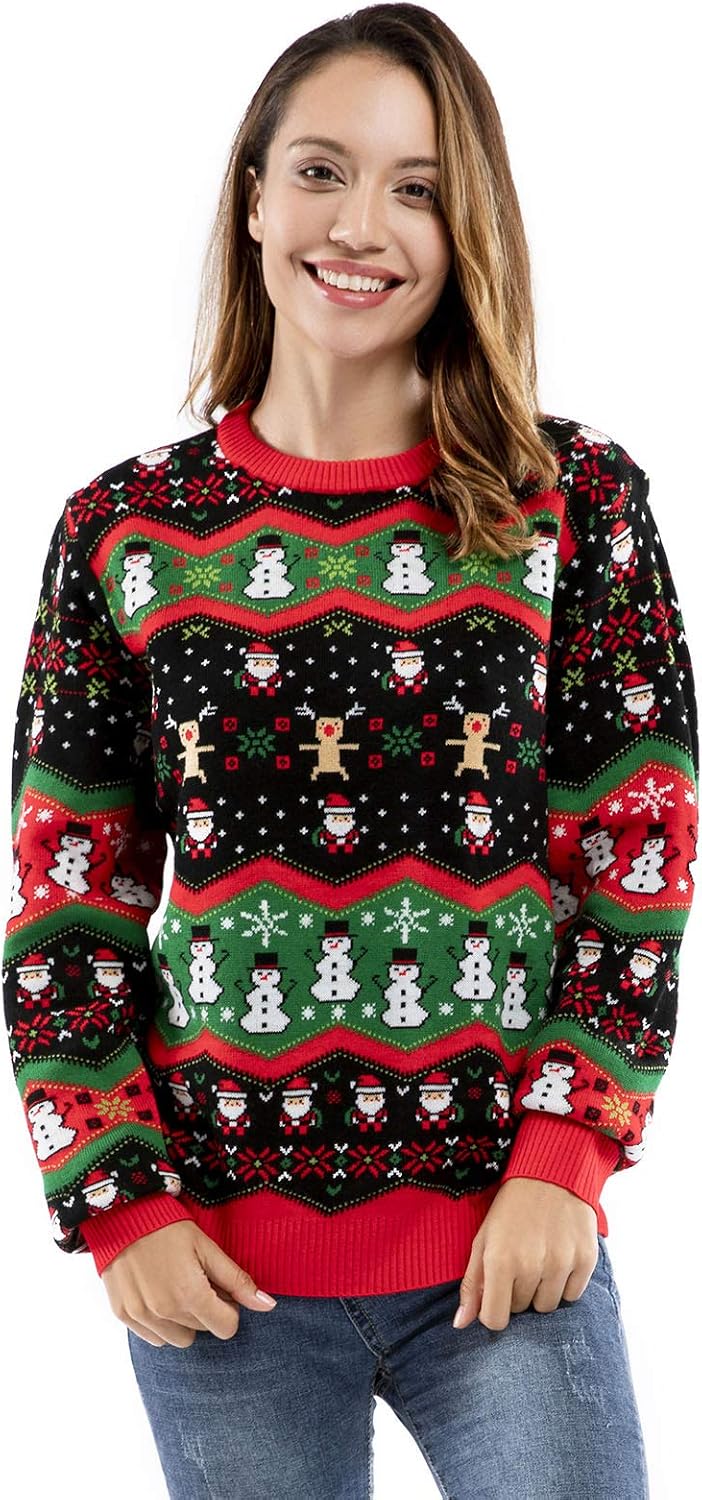 Ugly Christmas Sweater for Men, Reindeer Unisex Women Xmas Fairisle Classic Pullover for Party Festive Party