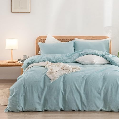 Miniatura 17 de BESTOUCH - Juego de funda de edredón de 100% algodón lavado, tacto supersuave, cómoda, elegante, ligera, juego de ropa de cama de 3 piezas