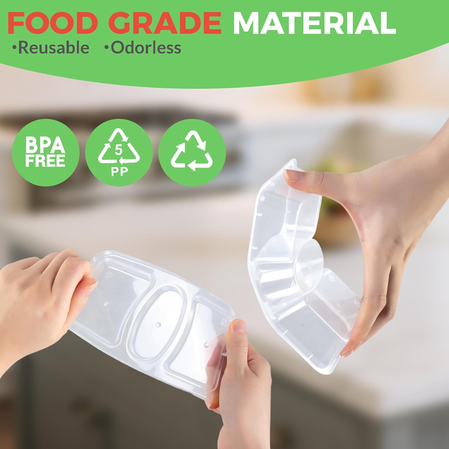 MACTANO 8 OZ Reusable Snack Containers with Lids, New 3 Compartment Condiment Snack Pack Containers 20 Sets - Image 3