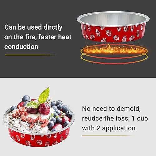 Vista 102 de Beasea Latas desechables para tartas de 4 pulgadas, paquete de 50 mini sartenes con tapas, molde de aluminio dorado de 8 onzas, moldes para tartas