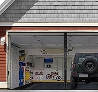 Vista 15 de Pantalla de puerta de garaje para 1 coche de 8x7 pies, pantalla magnética de garaje con malla retráctil de fibra de vidrio y base lastrada