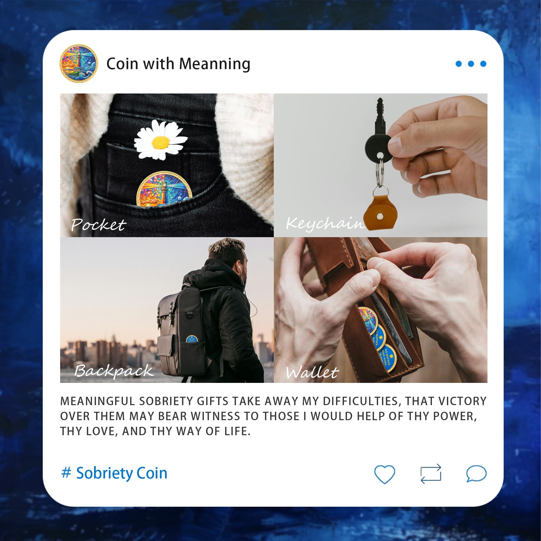 Sonne und Mond Leuchtturm Nüchternheit Münze – Recovery Addiction Ocean AA Münzen – Affirmation NA AA Chips und Medaillons – Feiern Sie Living Clean Narcotics Alcoholics Anonyme Geschenke für Männer