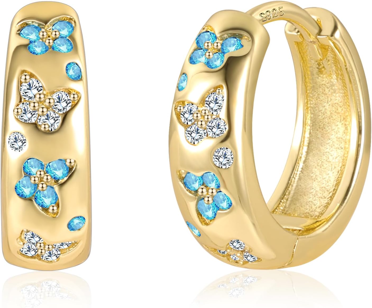 ASH'S CHOICE Hoop Earrings for Women, 925 Sterling Silver Hoop Earring mit AAA+ Zircon Diamond Rhinestones Earrings, Small Cartilage Huggies Hoop Earring Shiny Cute Twist Oval Hoop Earrings for Women