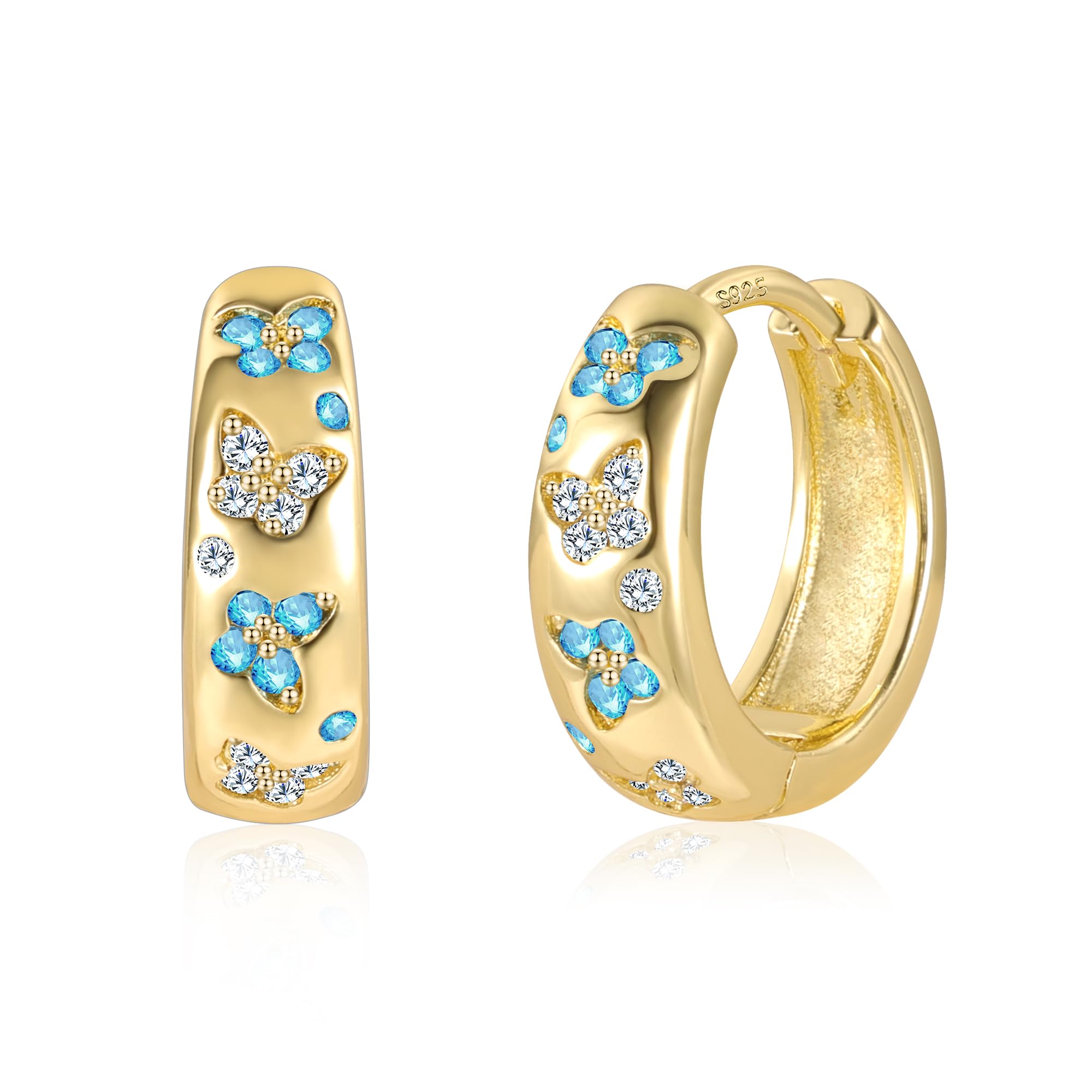ASH'S CHOICE Hoop Earrings for Women, 925 Sterling Silver Hoop Earring mit AAA+ Zircon Diamond Rhinestones Earrings, Small Cartilage Huggies Hoop Earring Shiny Cute Twist Oval Hoop Earrings for Women