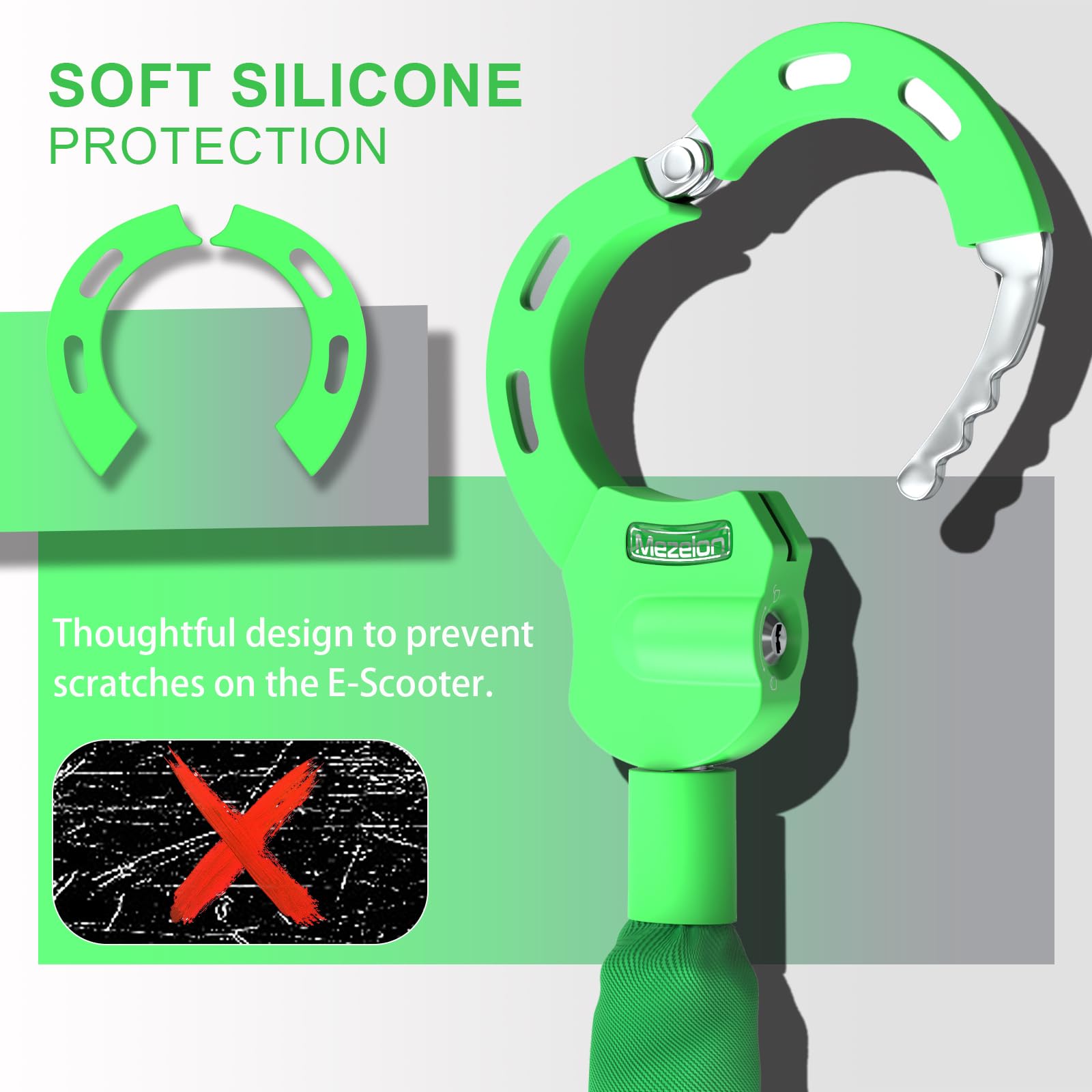 Lucchetto Antifurto Per Monopattino Elettrico E Bici: Catena In Acciaio 60cm Con Lucchetto A U Regolabile E Cover In Silicone