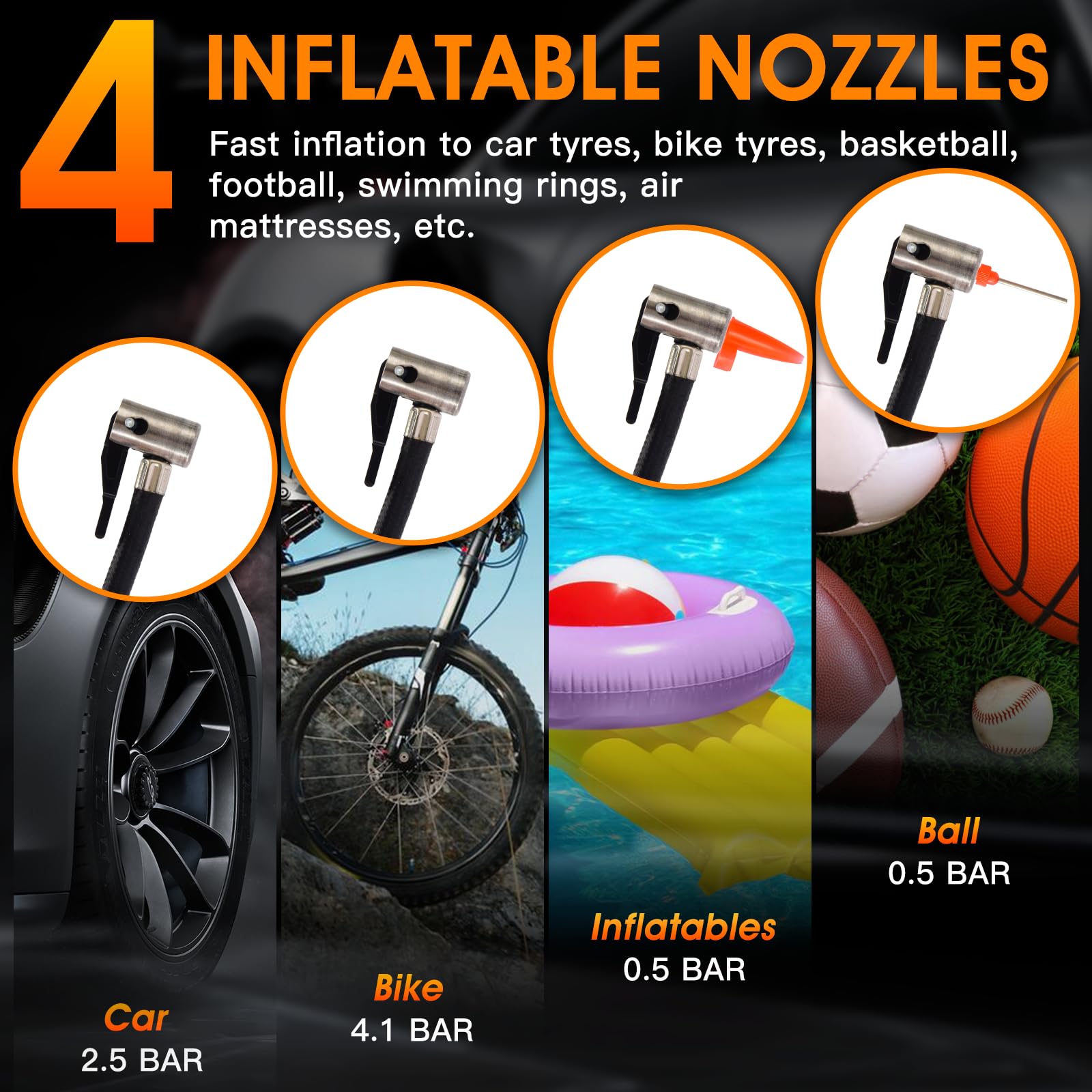 Pompa Elettrica Per Auto 12V 100PSI – Compressore D'Aria Per Pneumatici Auto E Bici Autoxbert