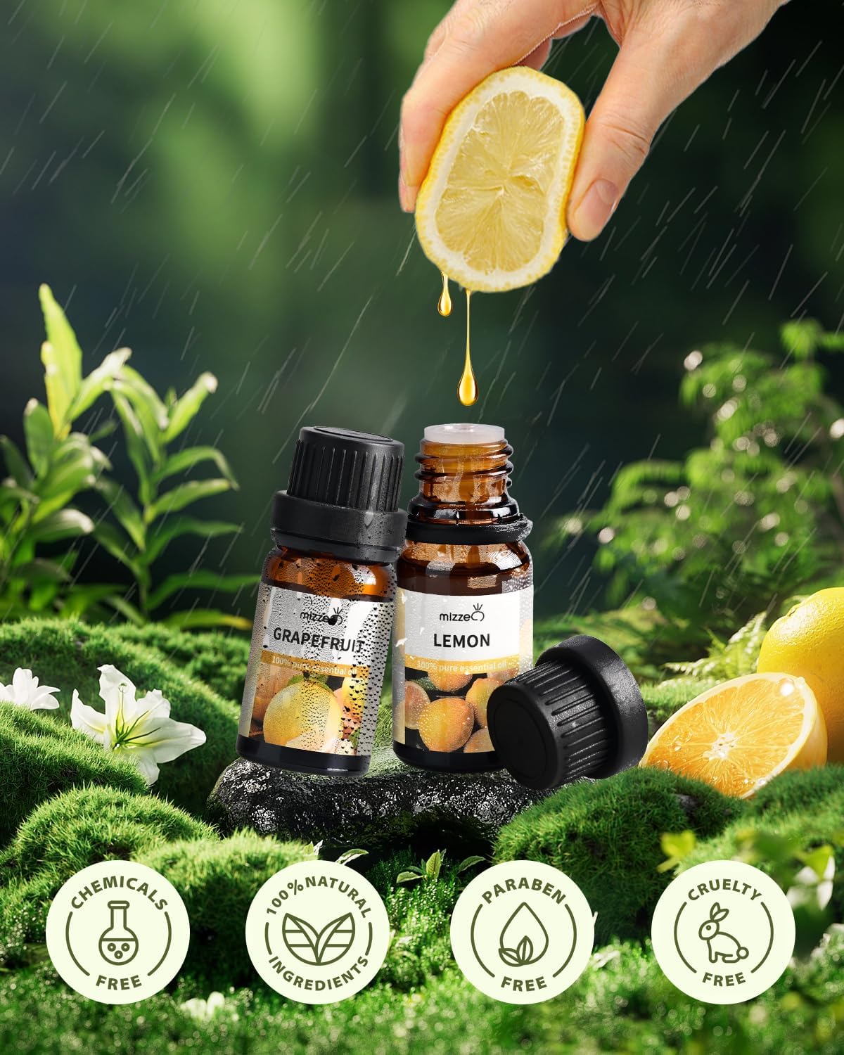 MIZZEO Fruity Essential Oil Set, Premium Pure & Natural Aromatherapy Essential Oils for Diffuser for Home, 3 * 10 ML Diffuser Oil Gift Set- Sweet Orange,Lemon,Grapefruit Floral-Fruit-01