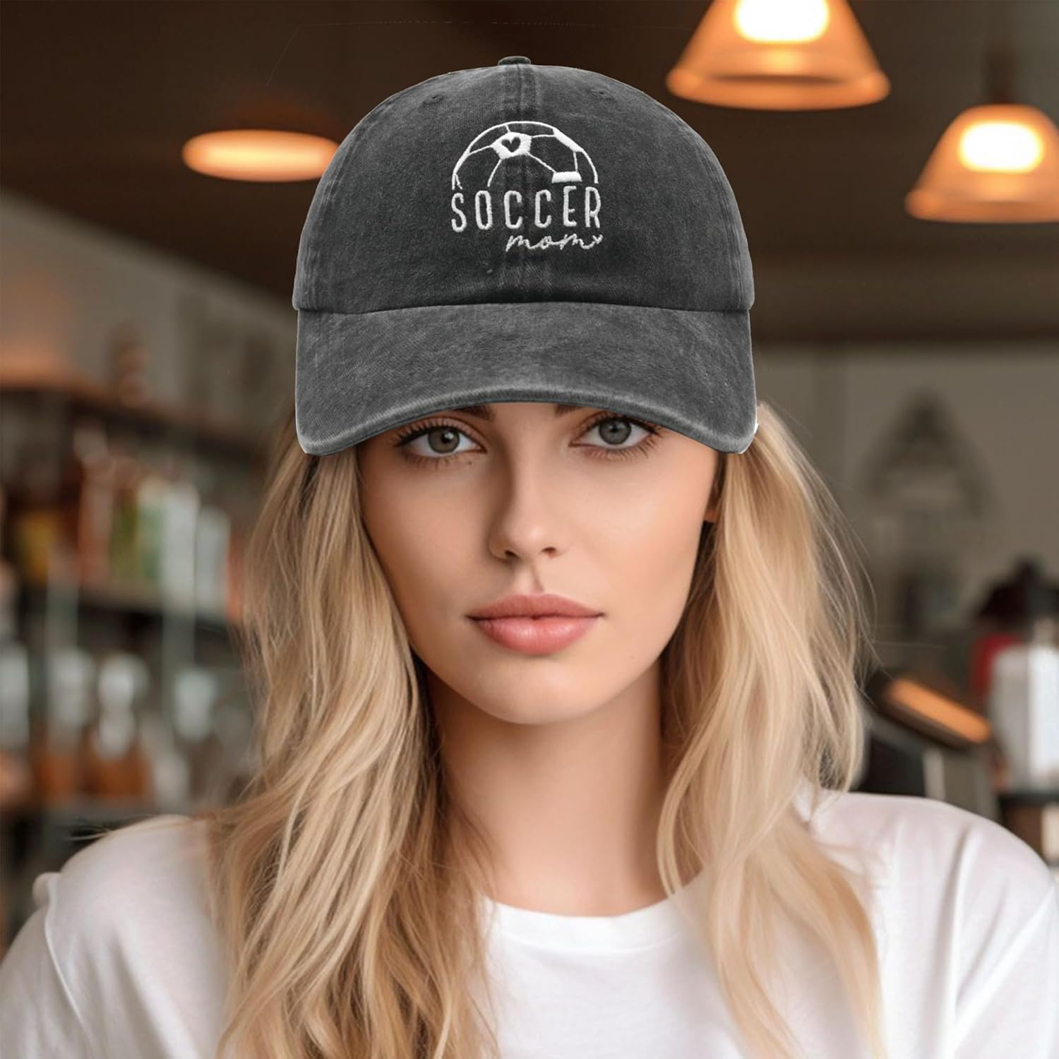 Waldeal Womens Soccer Mama Hat, Adjustable Washed Embroidered Mom Baseball Cap Black - Image 5