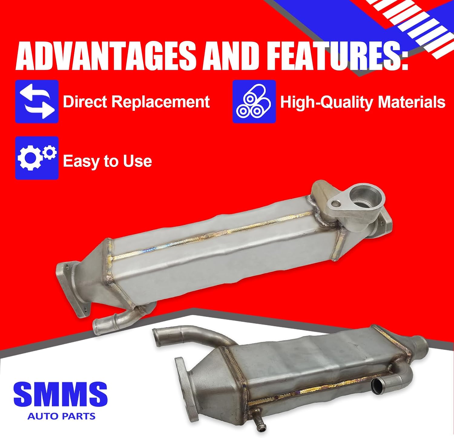 SMMS EGR Cooler Kit for Navistar International Maxxforce DT,9,10 for IC Corporation 2008-2011, Exhaust Gas Recirculation Exhaust & Int with Gaskets Replaces OE 904-5031+904-5032