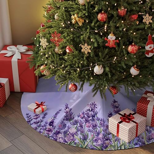Miniatura 2 de Falda de árbol de Navidad de 48 pulgadas, falda de árbol de lavanda, decoraciones de Navidad para interiores y exteriores, morada, floral, botánica,