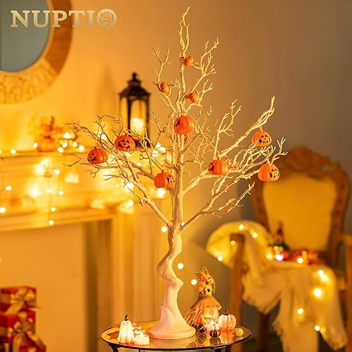 Miniatura 8 de NUPTIO Rama de árbol de Navidad blanca artificial de 31.5 pulgadas de alto, árbol Manzanita de Halloween, centro de mesa de boda para mesas, árbol