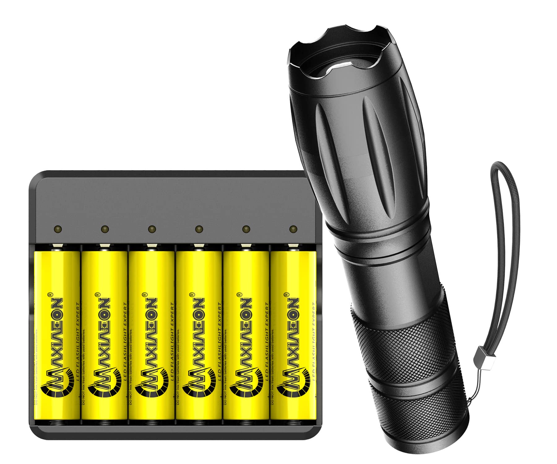 Rechargeable Ultra Bright LED Spotlight Flashlight, High Powered Work Light & Collapsible Tripod - Perfect for Camping, Hiking, Hunting, Emergencies & Outdoors