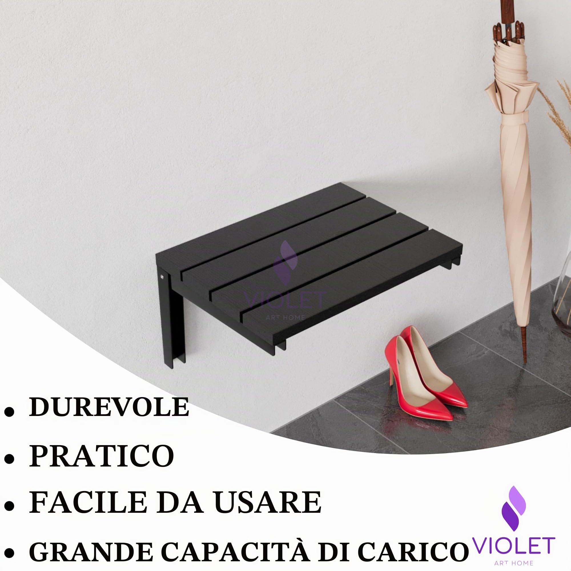 Sedile da doccia pieghevole in legno di teak naturale, panca da doccia pieghevole, sgabello da doccia pieghevole in legno da parete, sedile interno per anziani disabili incinte, sedile da doccia
